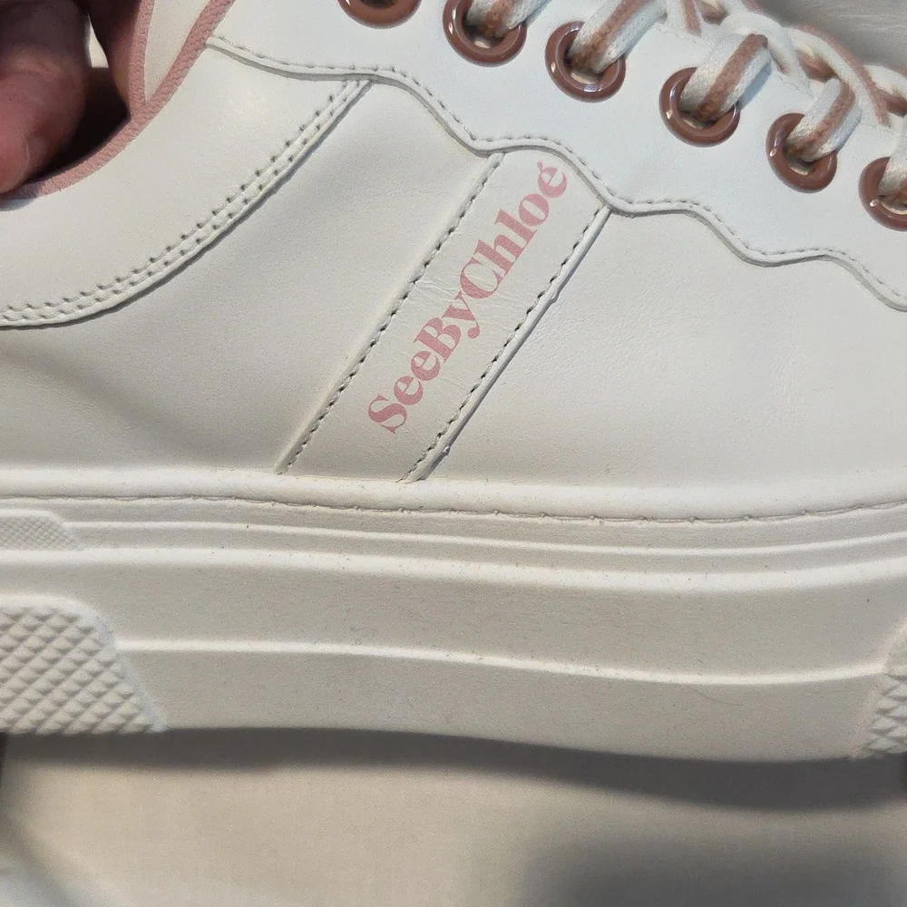 See By Chloe Essie pink/white leather Sneakers Sz 39 - Picture 13 of 14